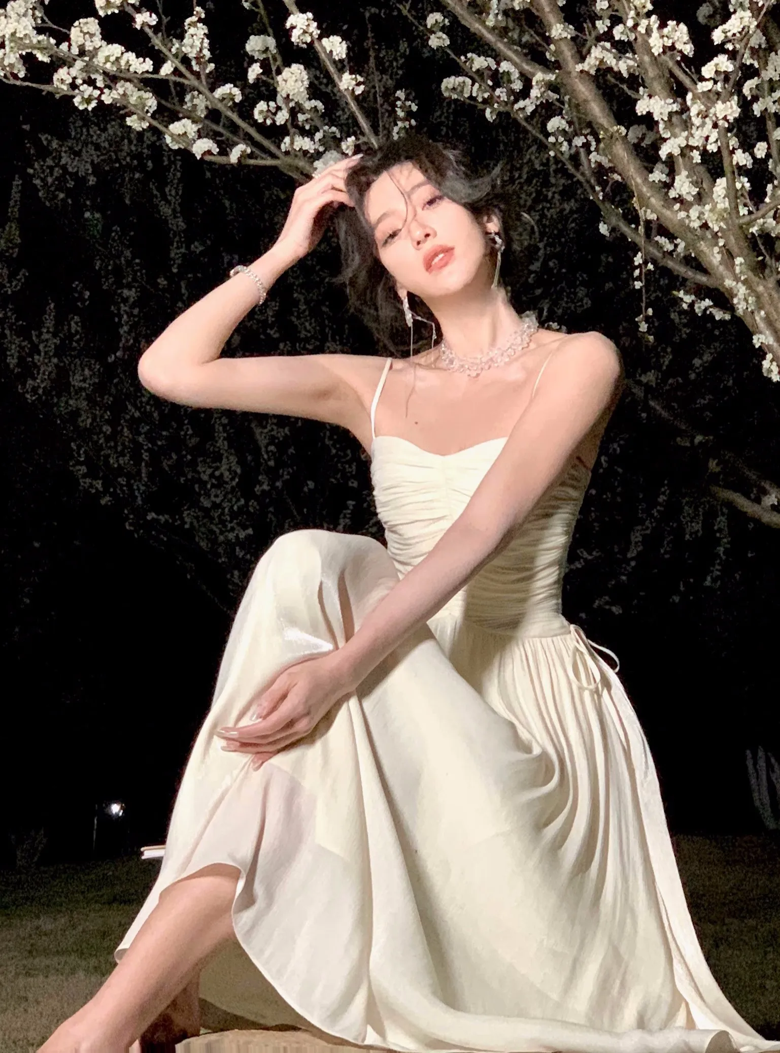 Elegant Shiny Midi Dresses for Women Evening Party Dress Prom Robe Vintage Solid Summer New A-line Spaghetti Strap Vestido Mujer