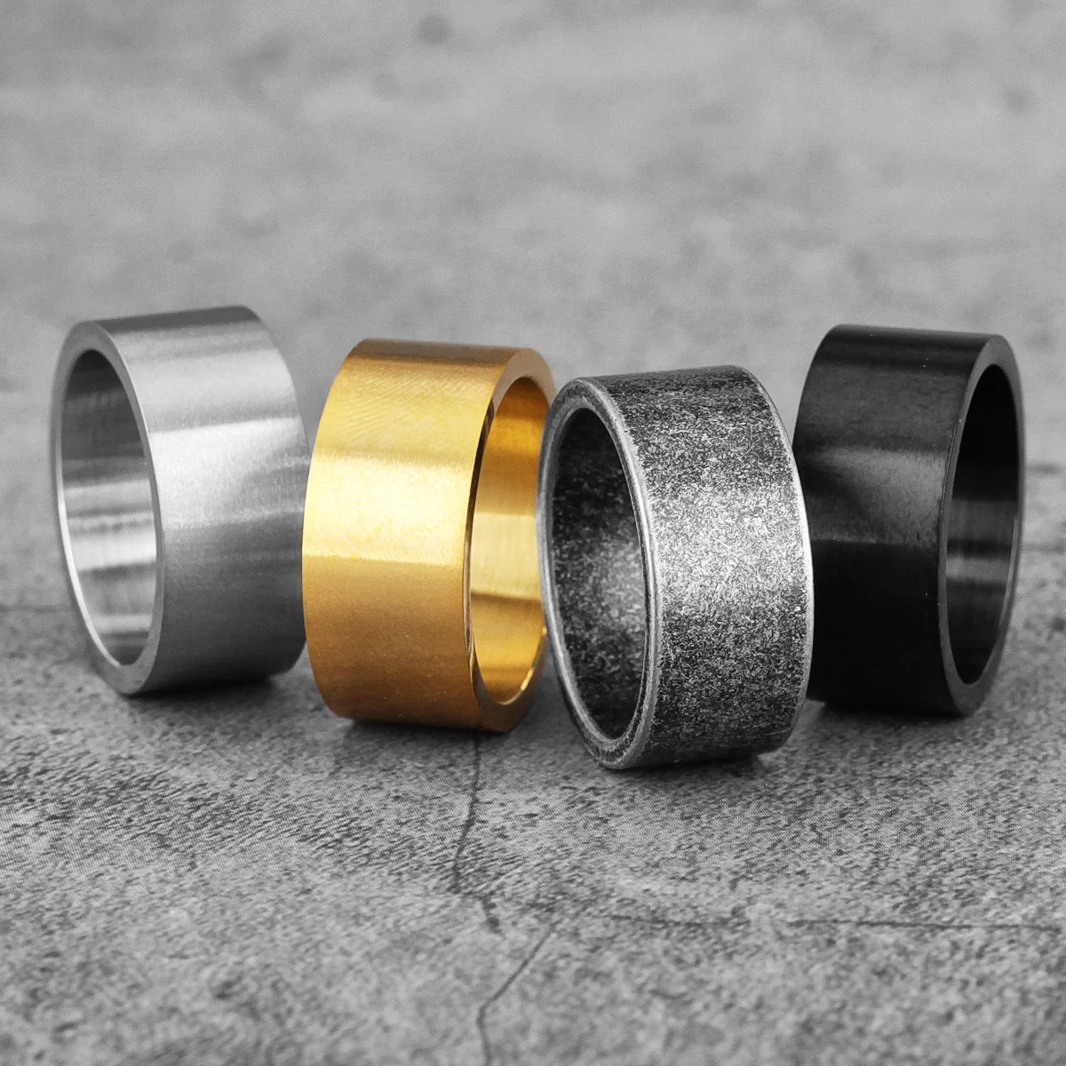 Minimalist Round Rings 316L Stainless Steel Mens Ring Simple Texture Trendy For Male Boyfriend Rider Jewelry Best Gift Wholesale
