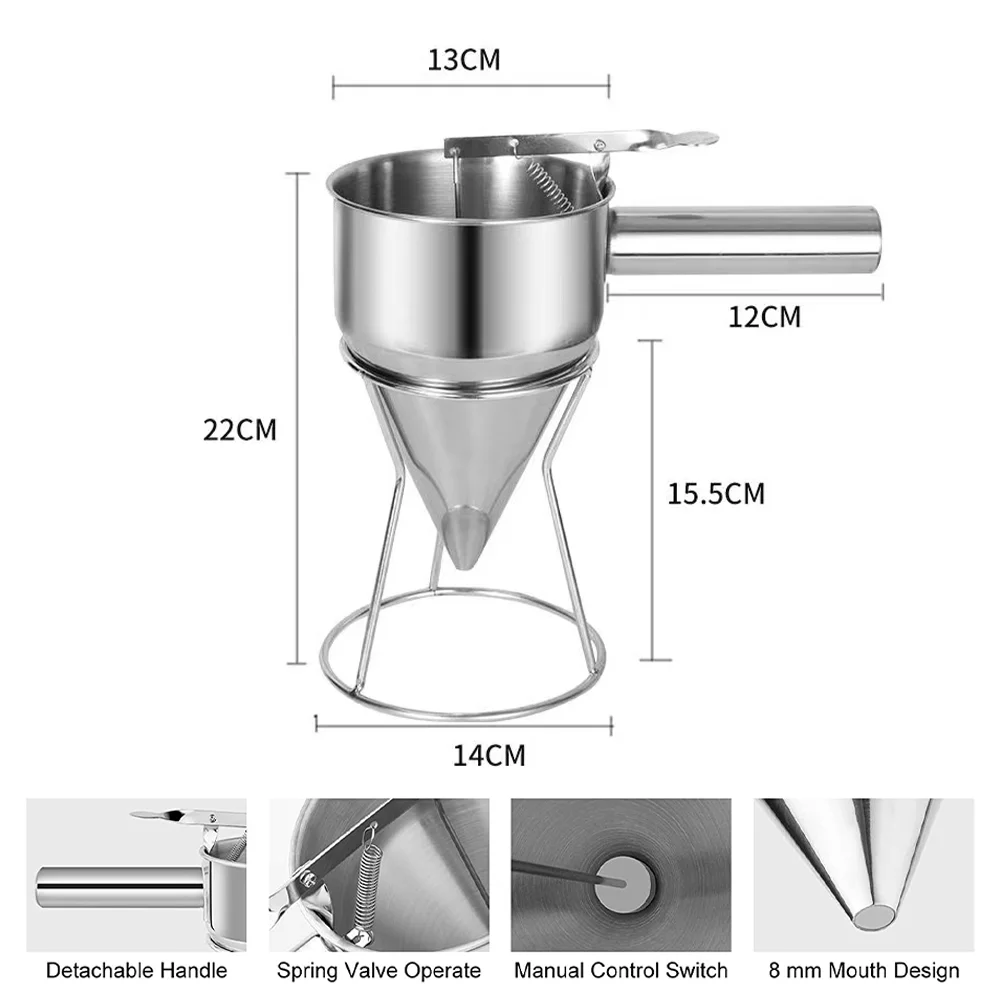 Oriental Trading Company 1pc Handheld Stainless Steel Batter Separator; Cupcake Batter Funnel; Batter Stirrer Silver