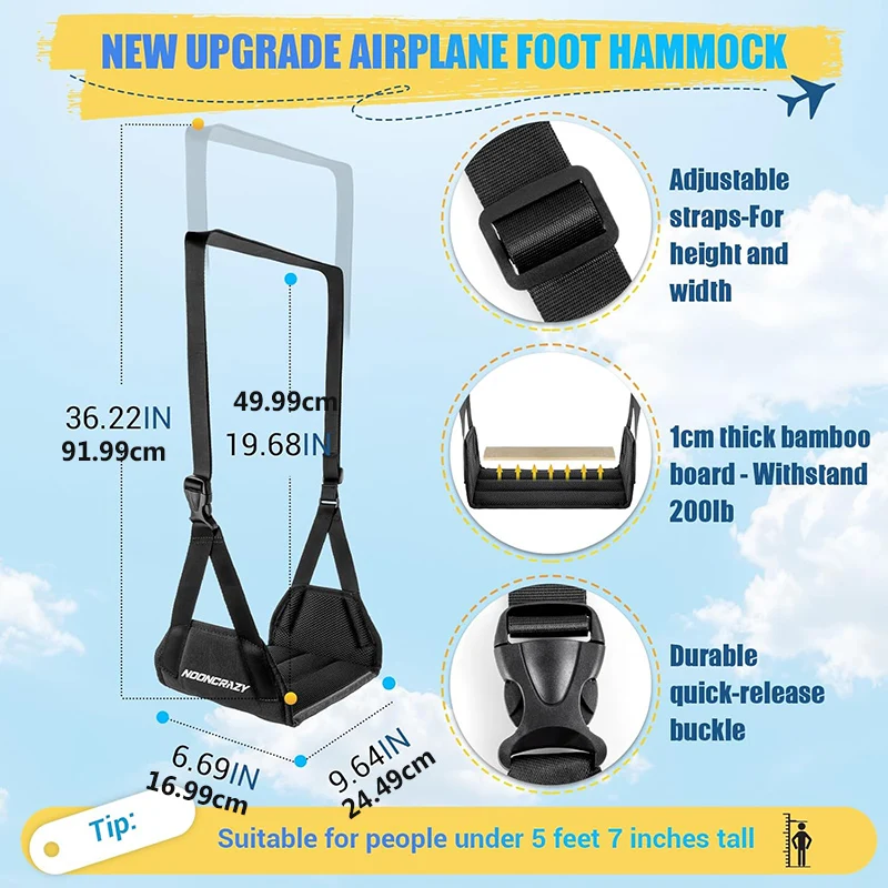 Newest Foot Hammock Foot Rest With Adjustable Strap Foe Airplane,Portable Desk Foot Hammock For Plane Travel Office Working 2