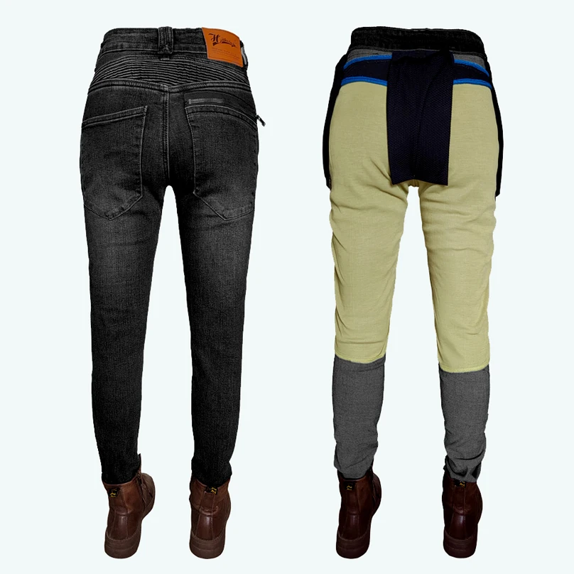 여성용 오토바이 진 케블라 바이크 팬츠 보호 장비 라이딩 투어링 모토 바지 블랙 하이웨이스트 스트리트 바이크 여성용