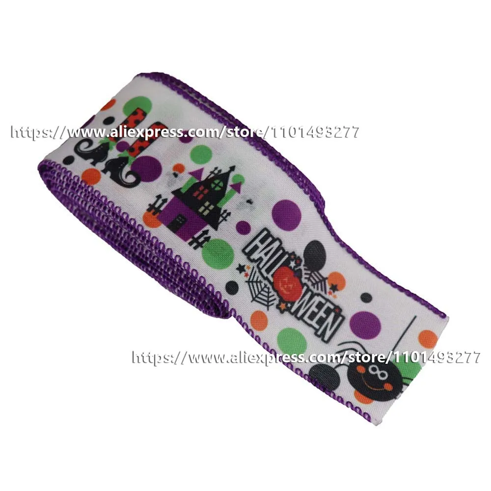 6.3cm Halloween Ribbon Wired Edge Ribbon For Party Gift Packaging Decoration DIY Crafts