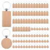 100Pcs DIY Blank Wooden Key Chain Rectangle Heart Round Ellipse Carving Key Ring Wood Key Chain Ring 1