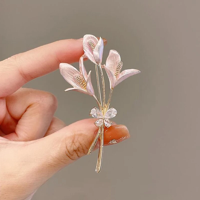 Big Crystal Flower Grape Brooch Pin – Large Rhinestone Brooch For Wedding, Dress, Coat & Corsage - View #4