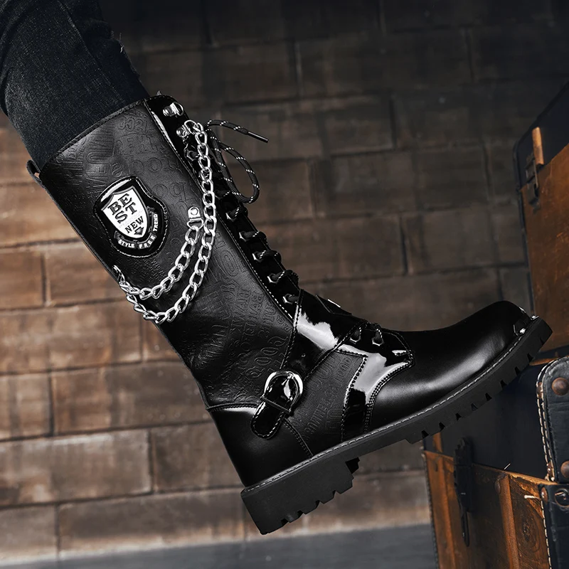 Men's Motorcycle Boots Autumn Winter Outdoor Collision Resistant Anti Slip Soft Sole Leather Boots