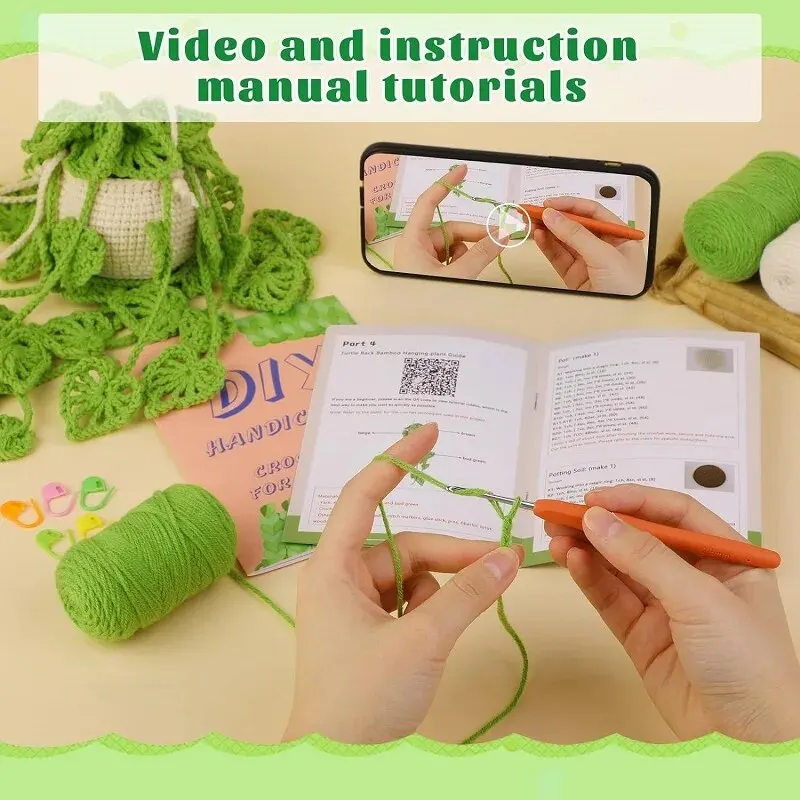 BUDDUR Hanging Basket Crochet Knitting Kit With Instruction And Cotton Yarn Thread DIY Non-finished Materials Package Set