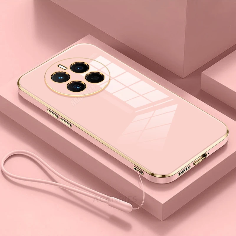 Luxury Plating Lanyard Silicone Phone Case - Elegant Back Cover