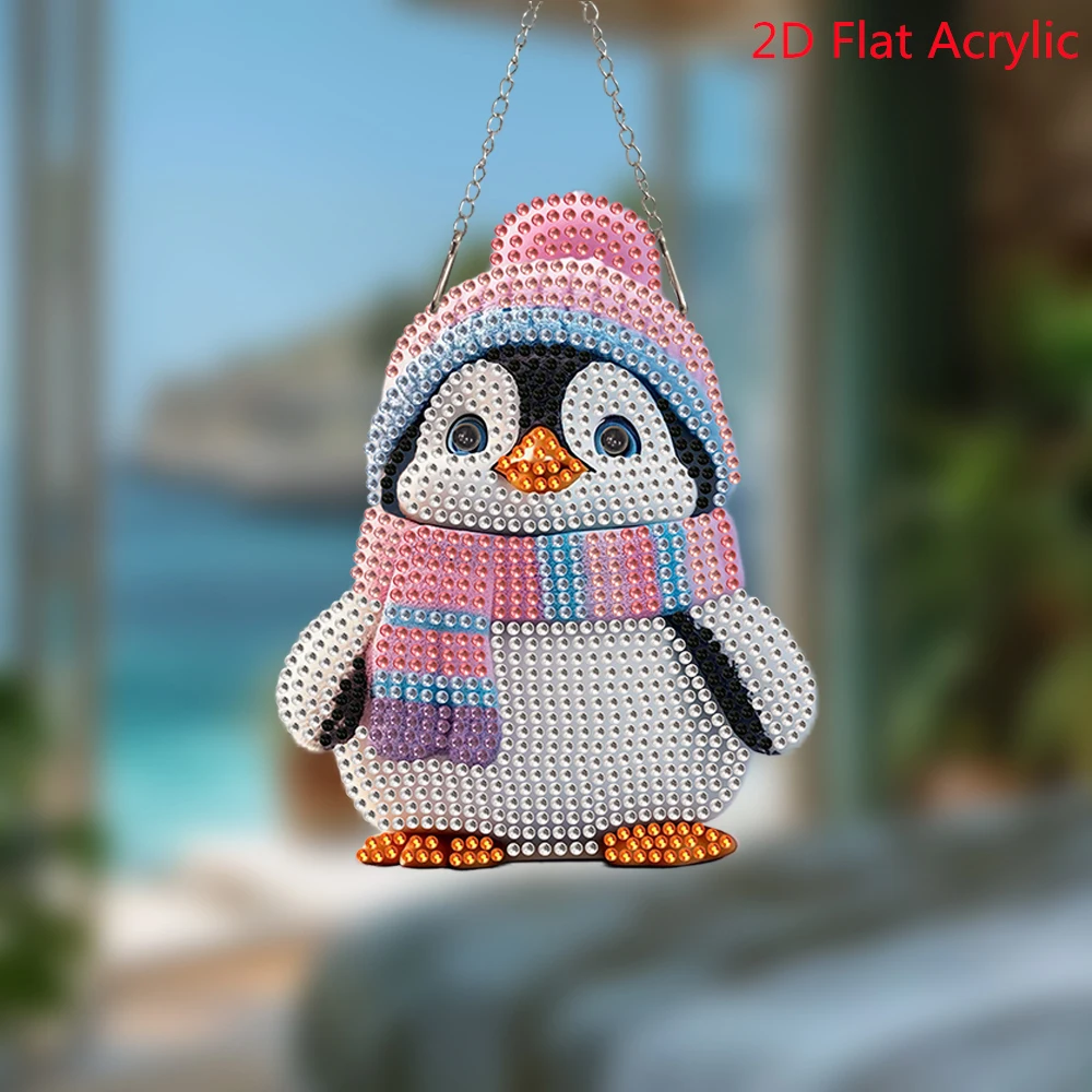 Diamond Painting Dangle Cartoon Cute Penguin Diamond Mosaic Beginner 5D Art Set Suncatcher Home Decoration
