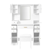 KOMHTOM Large dressing table with adjustable LED lighting and sockets