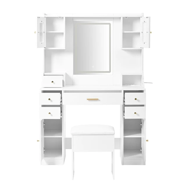 KOMHTOM Large dressing table with adjustable LED lighting and sockets KOMHTOM Large dressing table with adjustable LED lighting and sockets