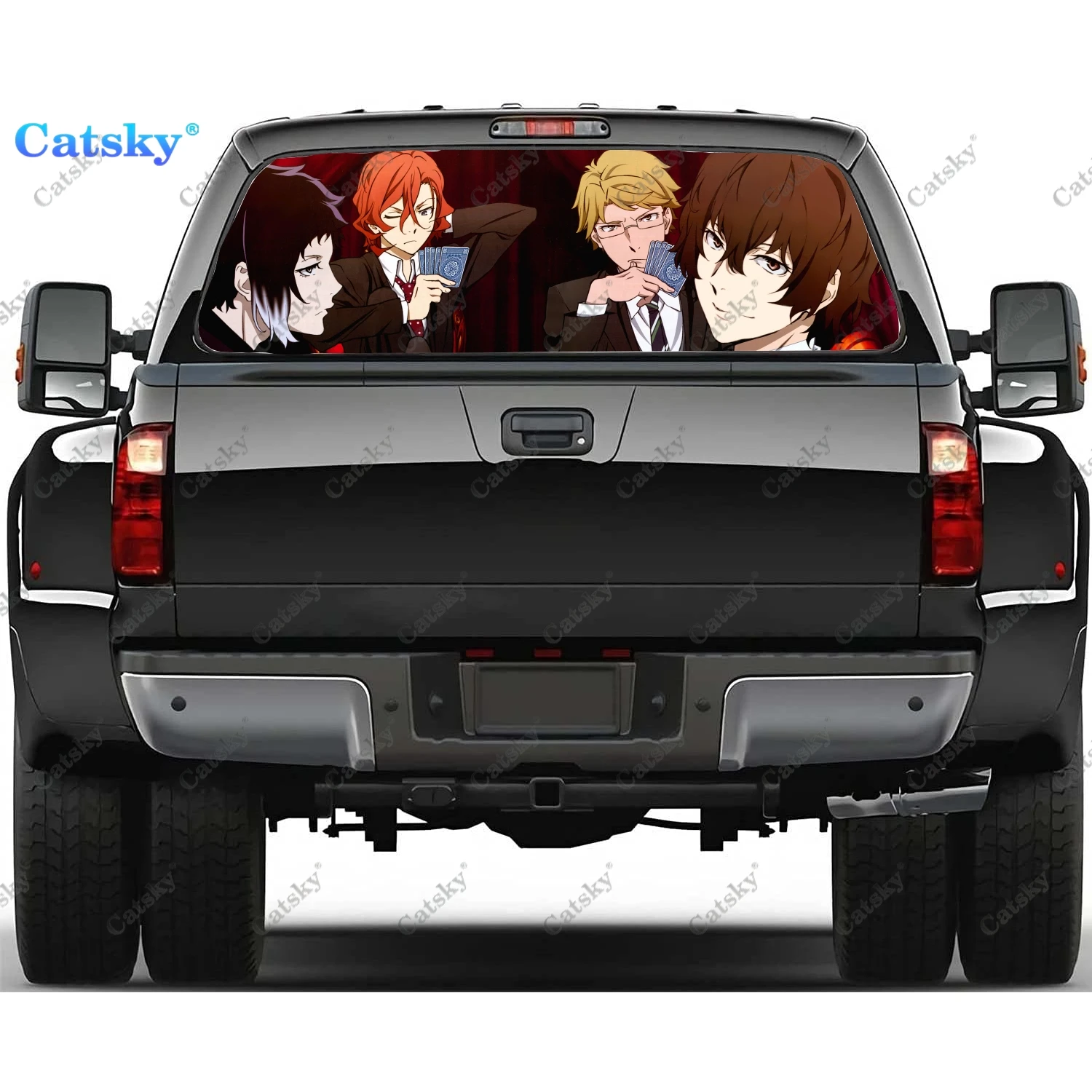 

Bungou Stray Dogs Anime Rear Window Stickers Windshield Decal Truck Rear Window Decal Universal Tint Perforated Vinyl Graphic