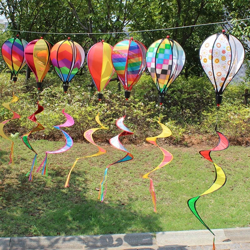 3Pcs Nylon PVC Heißluftballon Windspiel Spirale Wind Windsock Garten Hof 