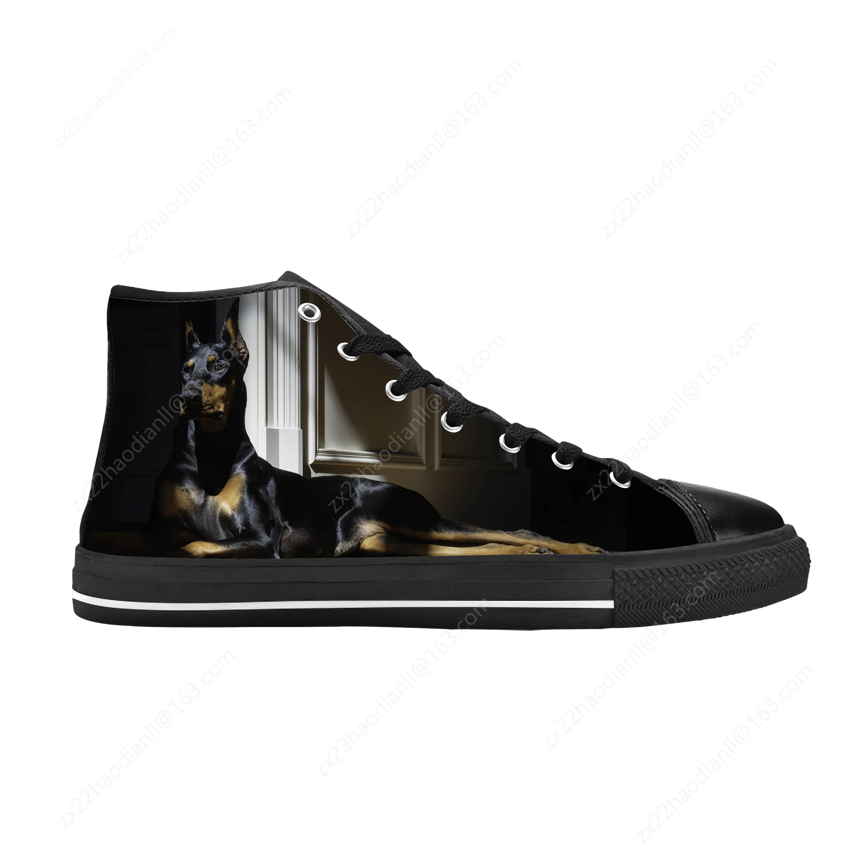 Doberman Dog Animal Rock Cartoon Anime Manga Cool Casual Cloth Shoes High Top Comfortable Breathable 3D Print Men Women Sneakers