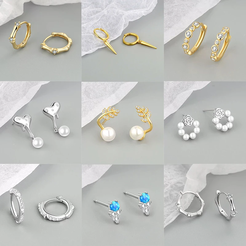 

Модные серебряные серьги-кольца для женщин и девушек, позолоченные жемчужные серьги в форме листьев, кисточки, серьги-гвоздики для предотвращения аллергии, аксессуары для подарков