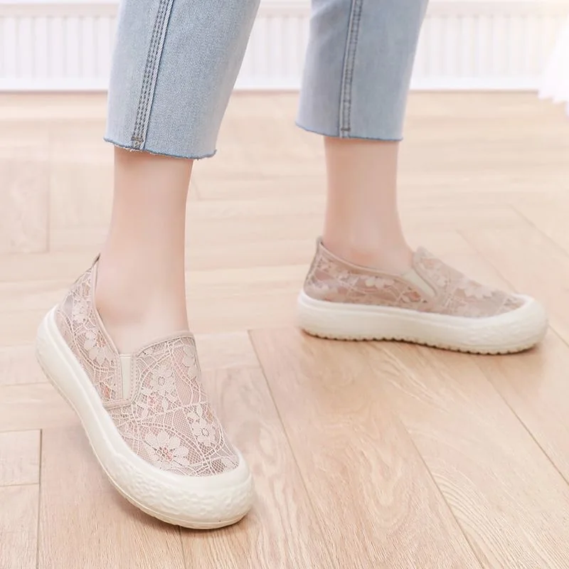 New fisherman's shoes breathable mesh shoes platform loafers leisure mom driving sports in spring and summer.2024