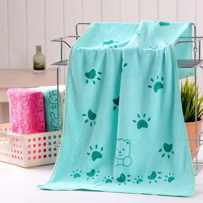 Pet Bath Towel Soft Lovely Cartoon 35*75cm Pets Dog Cat Puppy Super Absorbent Towel Dry Hair Super Large