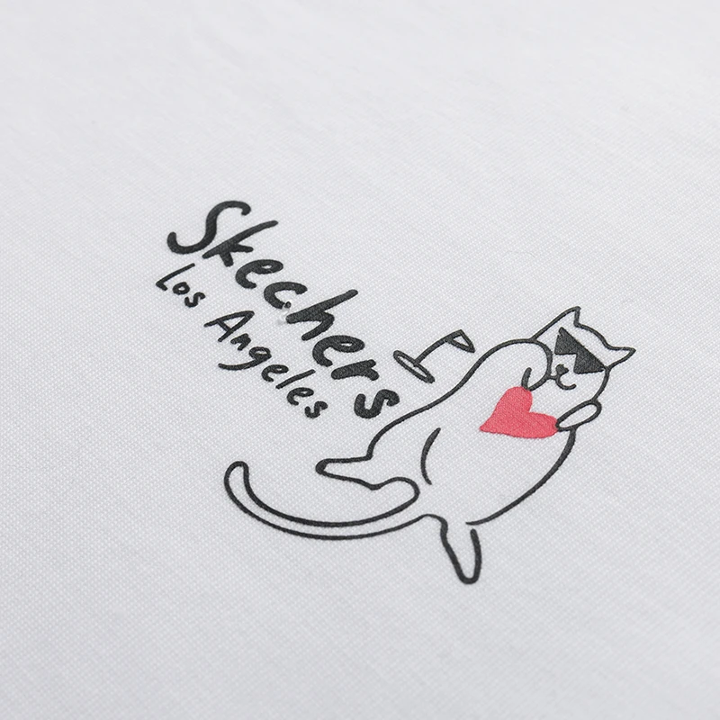 Skechers 니트 크루넥 반팔 티셔츠 루즈한 라운드 넥 여성 작업복 스포츠 캐주얼웨어 P225W302-0019