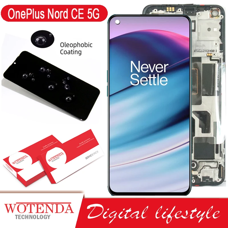 100% Original 6.43 inches AMOLED Display for OnePlus Nord CE 5G EB2101 EB2103 LCD Touch Screen Digitizer Replacement Parts cell phone lcd screen