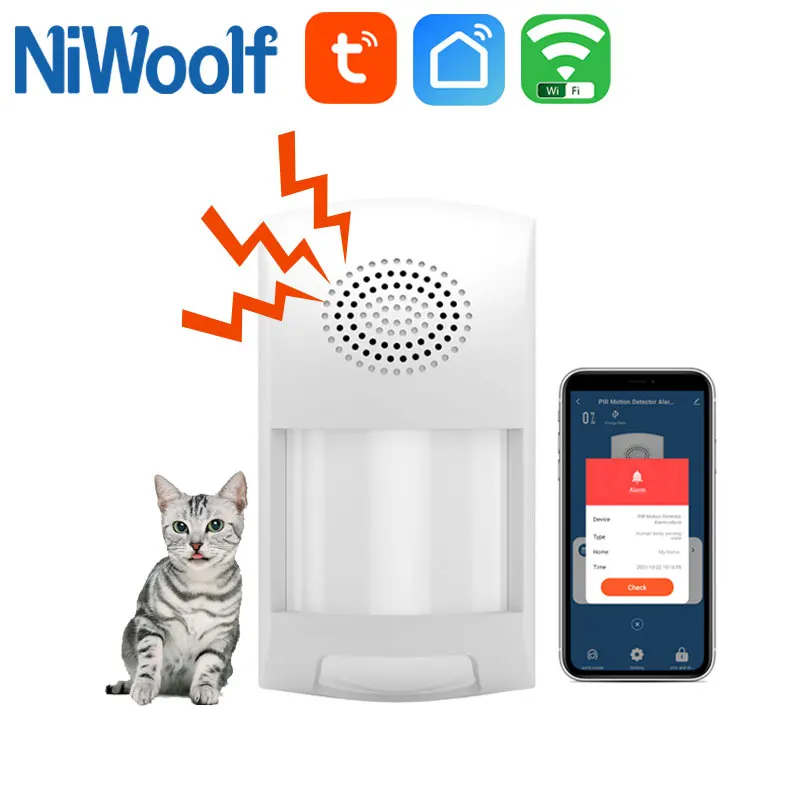 

Tuya WiFi Motion Sensor 25kg Pet Immune Infrared PIR Body Detector APP Message Push Smart Home Security Alarm System