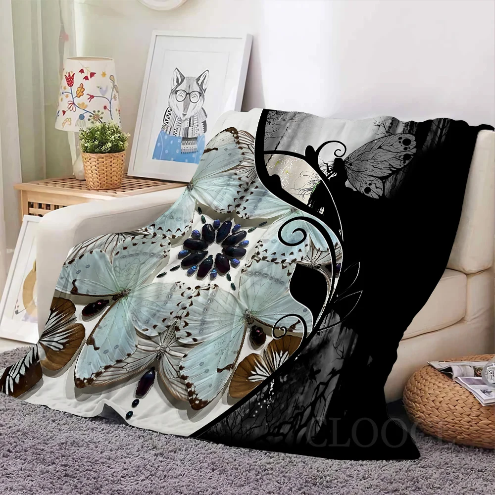 

CLOOCL Fashion Flannel Blanket Animals Butterfly Splicing Throw Blankets for Beds Sofa Keep Warm Portable Travel Plush Quilts