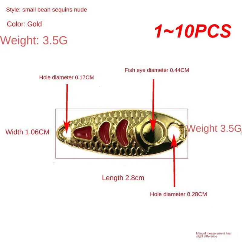 

1~10PCS Small bean Luya sequins iron plate fake bait fluorescence scissor soft bait fishing bait accessories