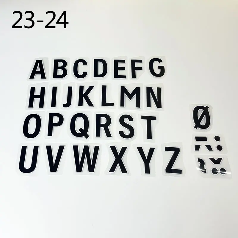 

23-24white England PL nameset Handmade DIY white black letters A-Z flocking ironed on