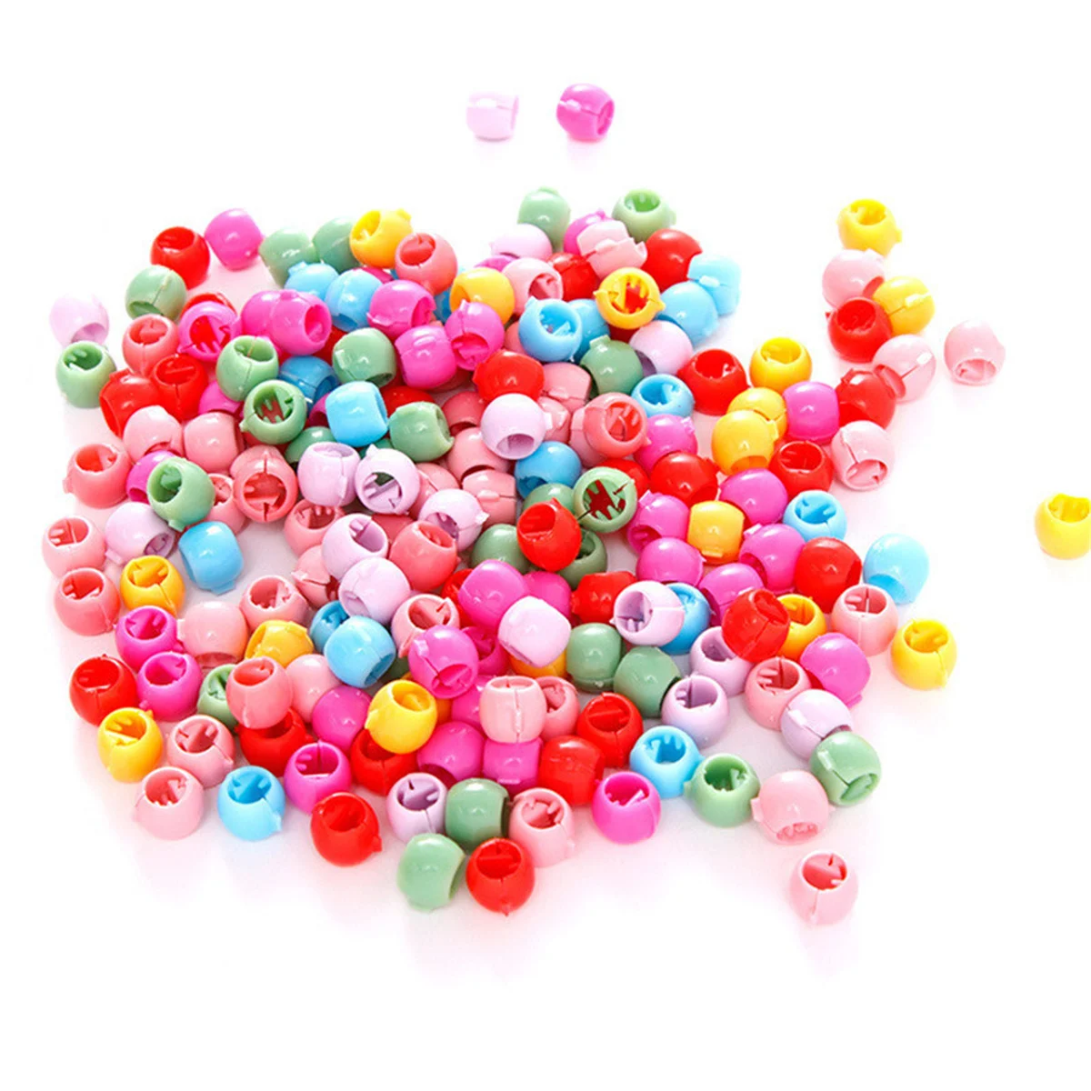 100 pcs 머리 끈 메이커 비즈 모자를 쓰고 있죠 귀여운 캔디 색상 플라스틱 머리핀 헤어 클로 클립 여성용 헤어 액세서리