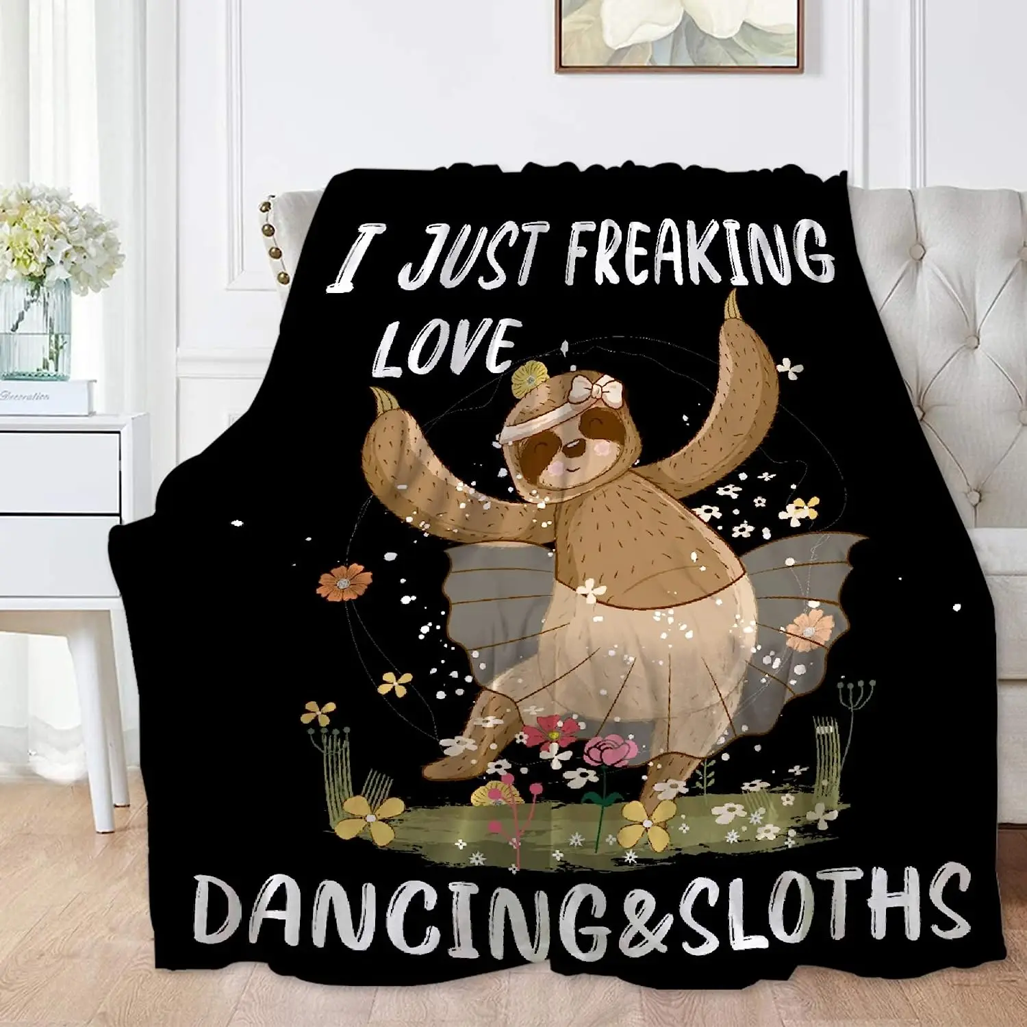 I Just Straight Love Dancing And Sloths Coperta Stampa Morbida Leggera Calda Accogliente Peluche Per Biancheria Da Letto Divano Regalo Pratico
