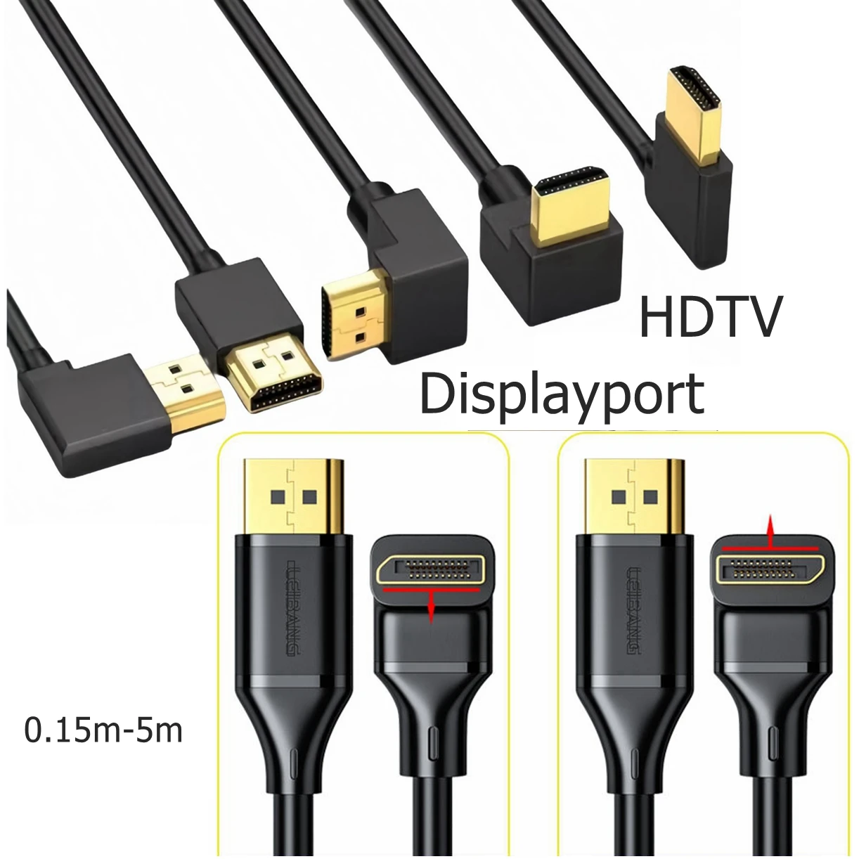 High-Speed Angled DisplayPort Cable with 8K HDR Support