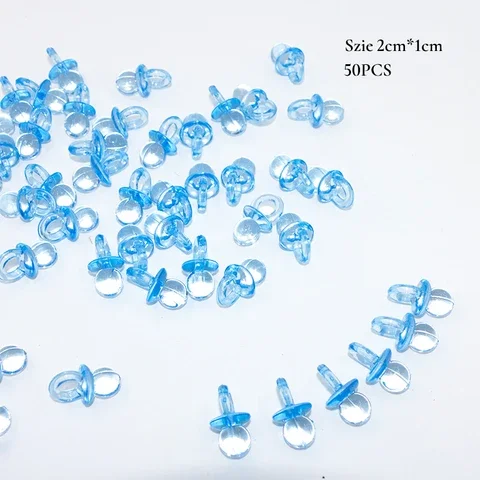 

100PCS Baby Shower Decoration Acrylic Mini Pacifiers Confetti Blue Pink Birthday Party Footprint Bib Boy Girl Baby Shower Decor