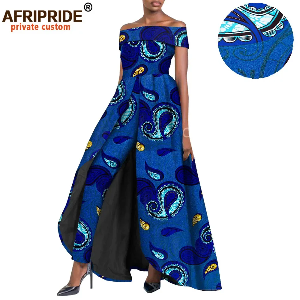 African Style Women 2 Piece Suit for Lady Long Splits Dress+long Ankara Pants Dashiki Real Wax Print AFRIPRIDE A1926005