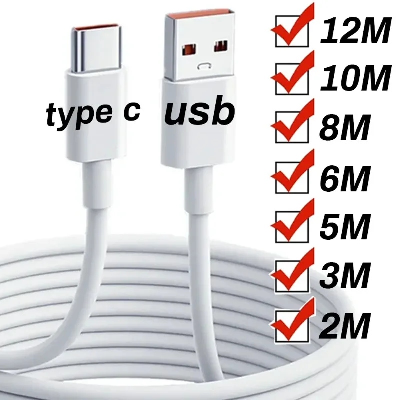 

12/10/8/6/5 Meters Extra Long Data Cables USB Type C Wire Cord High Speed Data Transfer USB C Overlength Charger Cord
