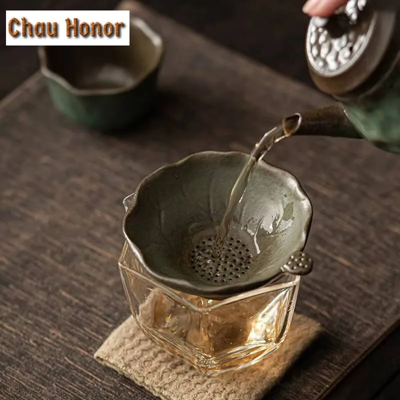 Japanese Kiln Change Lotus Leaf Tea Separator Infusor Vintage Tea Strainer Dispenser Tea Soaking Tea Filter Teaware Decoration