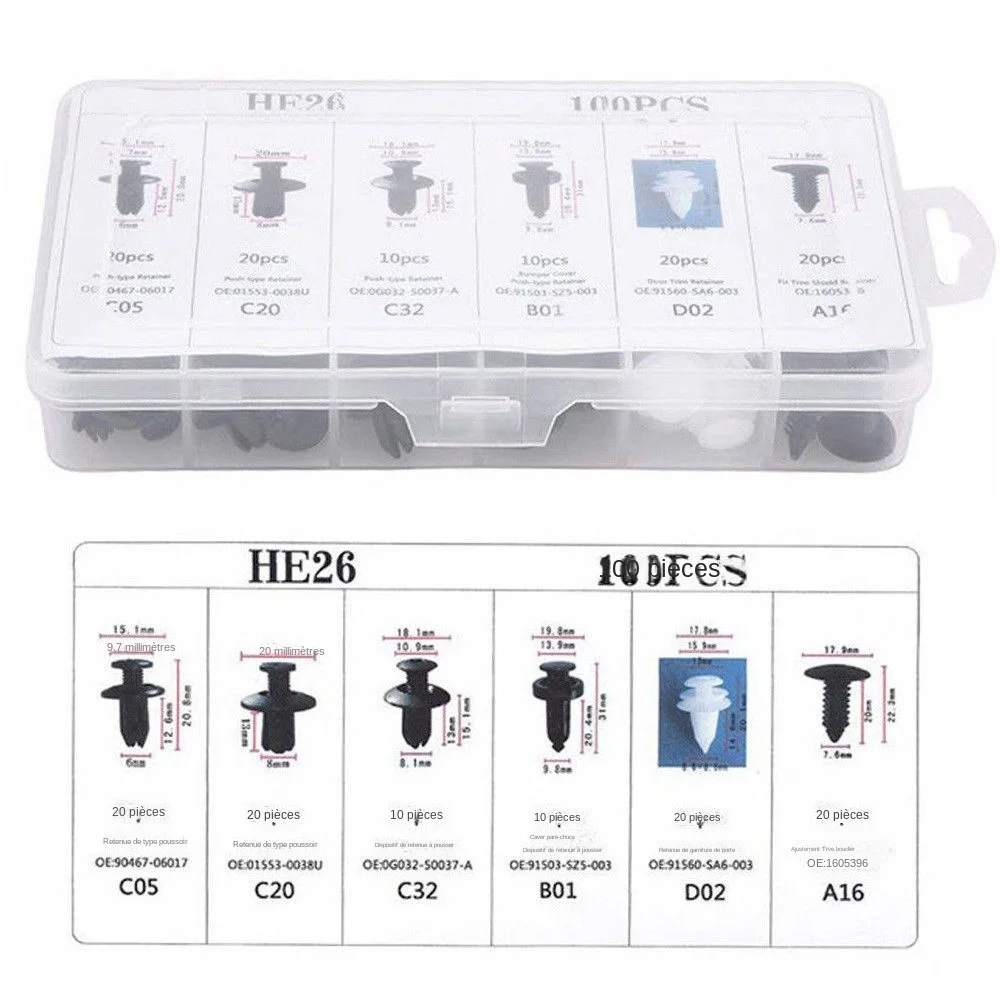 Car fastener clips 50-100PCS OPP bag mixed pack 6 kinds universal car buckle plastic fixed buckle expansion screw