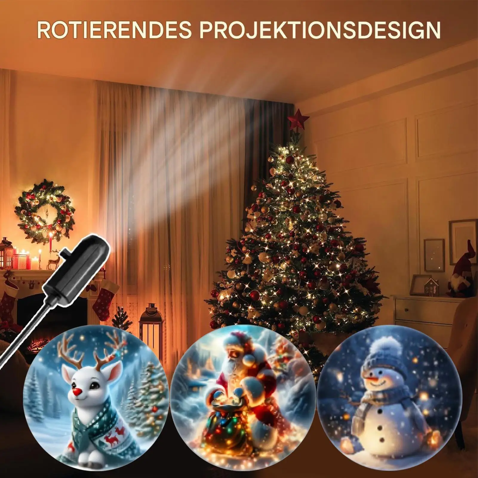 Christmas Projector Lights Outdoor 3 Patterns LED USB Rechargeable Holiday Supplies Party Light Projection For Birthday Party