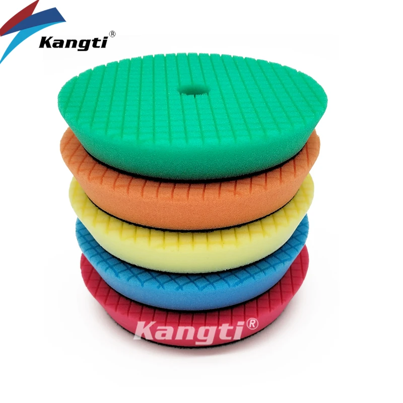 3lnch(80mm)5lnch(125mm)/6 Inch(150mm) Beveled Grid Sponge Foam Polishing ing Pads for Car DA/RO/GA Polisher