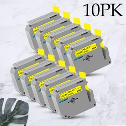 10PK 12mm Black on White Label Tape (Black on Yellow)