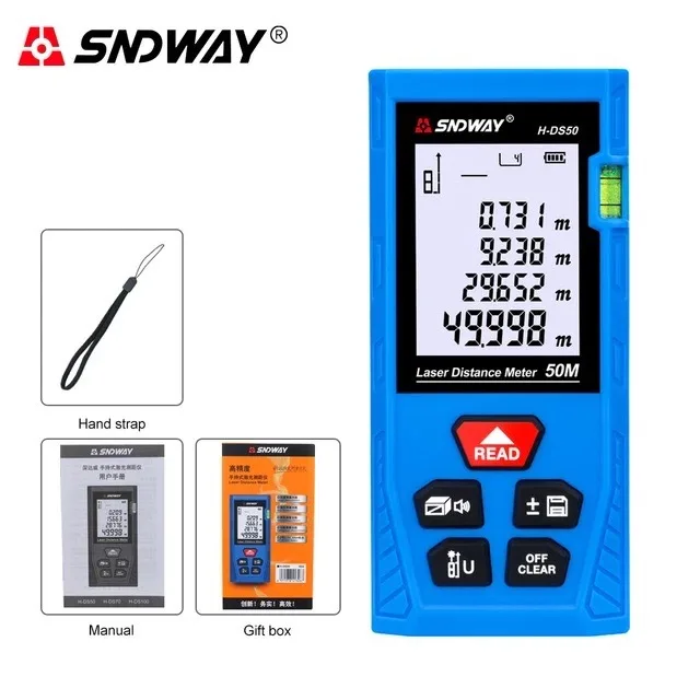 SNDWAY laser rangefinder digital rangefinder 100m 50m rangefinder tape measure wheel measuring tool