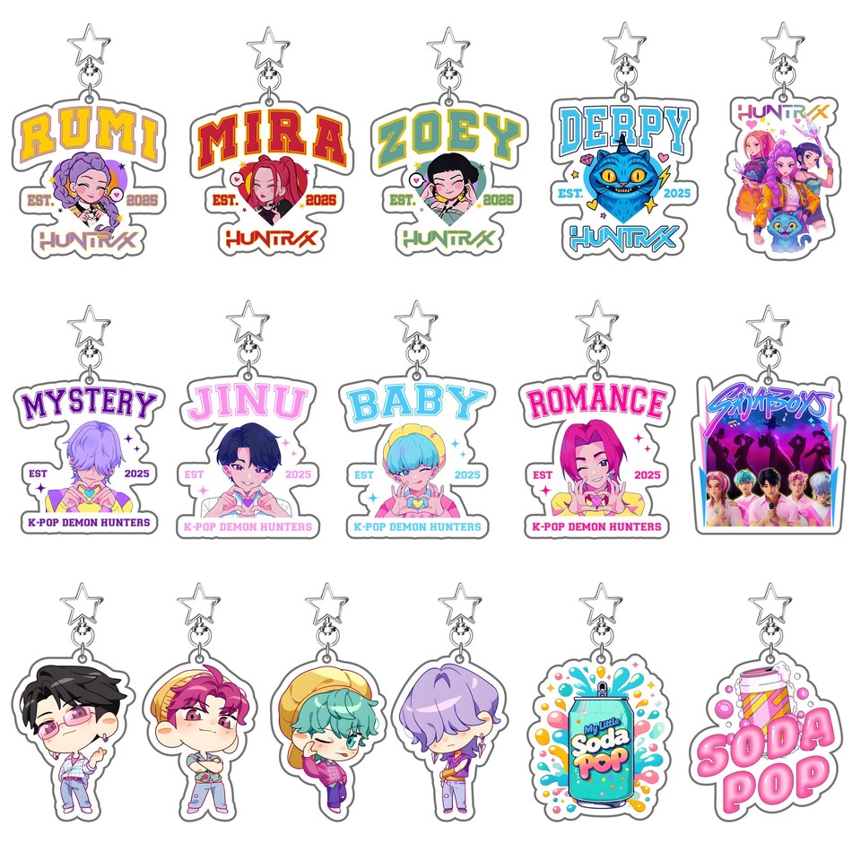 Demon Hunters Kpop Rumi Mira Zoey Keychain Cosplay Props Jewelry Halloween Costume Accessories Group Idol Gifts for Men Women