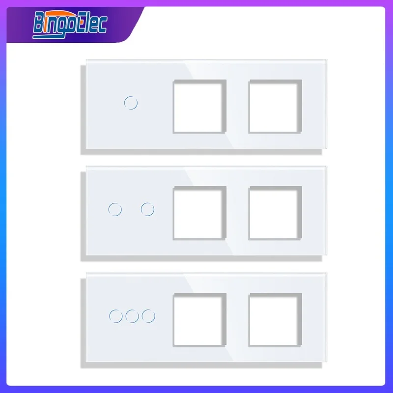 Bingoelec Crystal Glass Touch Switch Frame DIY Only Crystal Glass Panel With Metal Frame For Wall Sockets Switch Function Part wall touch switch socket light switch cover tempered glass frame