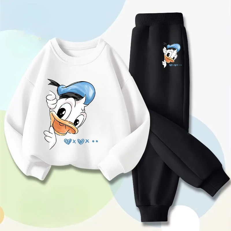 DISNEY Boys' Sweatshirt Set with Donald Duck Print Children's Pullover and Pants 2-piece Set, Breathable Spring and Autumn Style 4