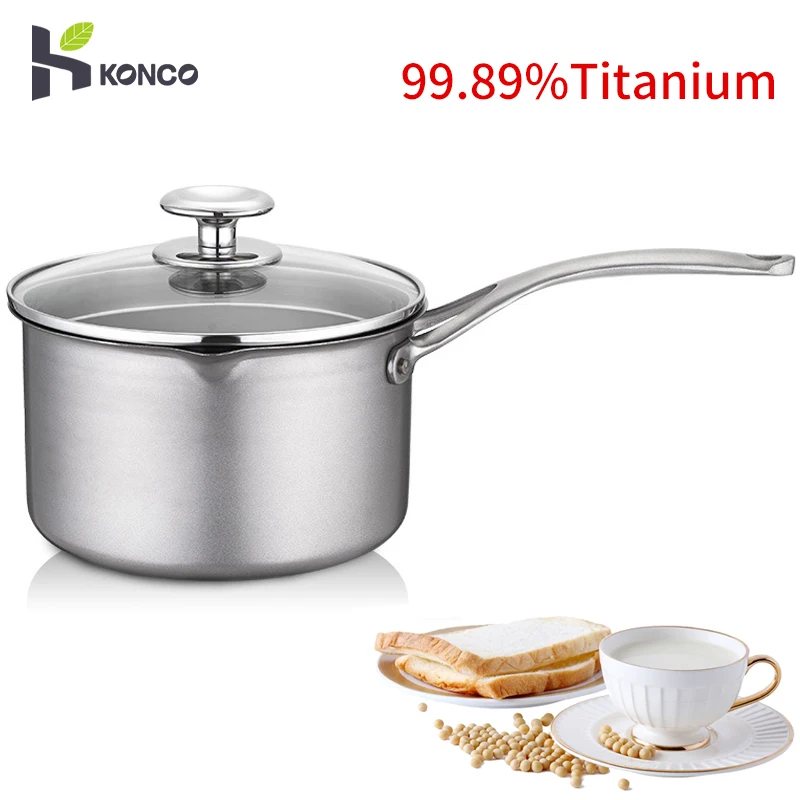18Cm Pure Titanium Pot Portable Pan Hot Milk Pot Baby Cookware Pot Noodle Wok With Lid Kitchen Tool