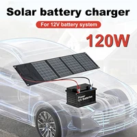 Panneau solaire Leaorld 120W, chargeur de batterie 12V, chargeur solaire rapide pliable QC3.0 PD3.0 pour téléphone, pinces, station d'alimentation, camping-cars, camping 6
