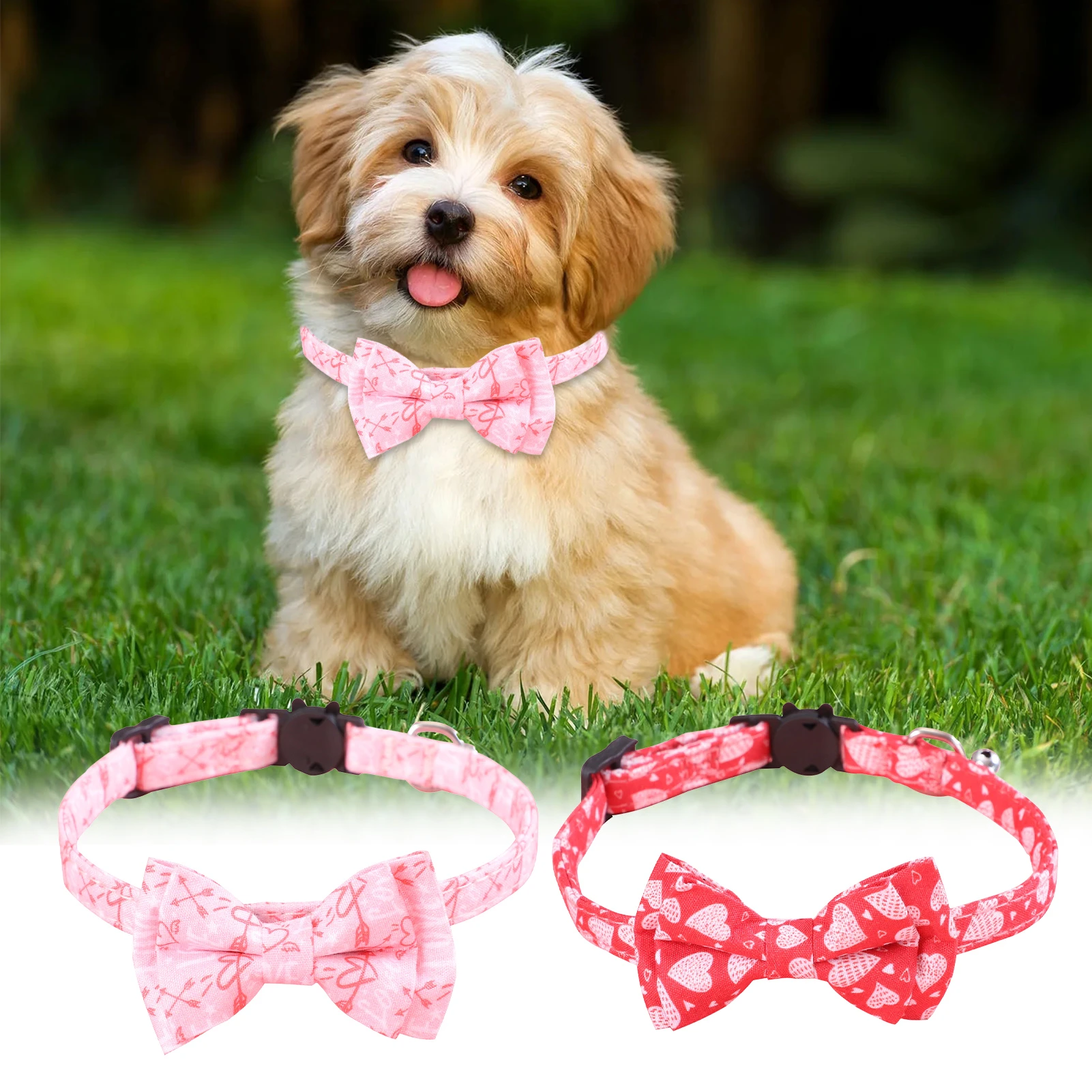 Collar personalizado para perro, para mascota con pajarita rosa de algodón suave para cachorro, pajarita, Collar para ajustable| Collares| - AliExpress