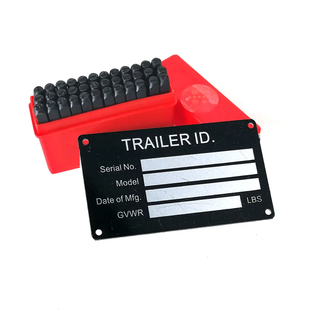 Trailer Blank VIN & Weight Chassis Plate with 4mm Number & Letter Stamp Punch Set trailer blank vin