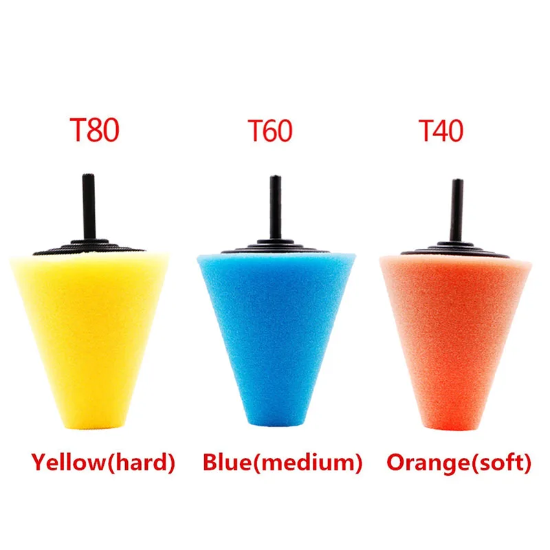Auto Wheel Polishing Sponge Electric Drill 3inch Burnishing Ball Polishing Cone Car Hub Buffing Sponge Pad