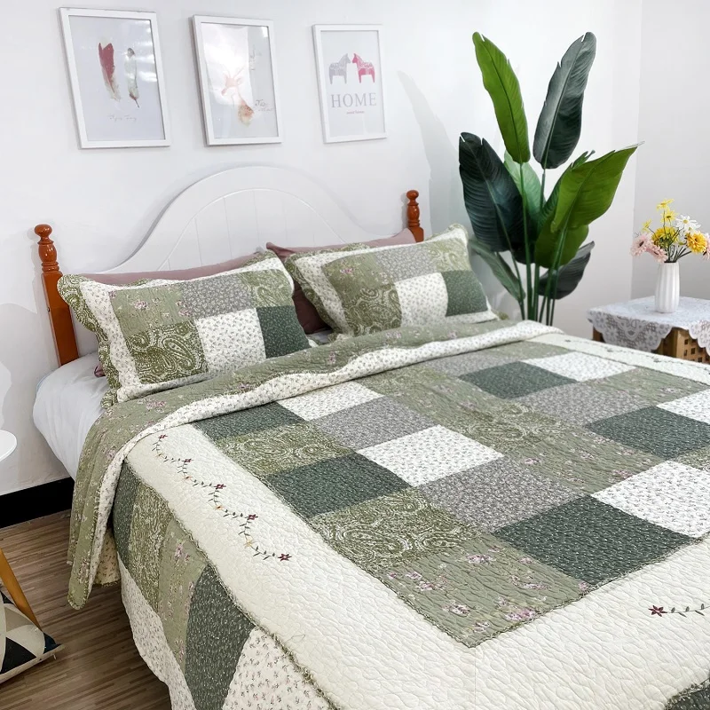 Cotton Bedspread on the Bed 4PCS Duvet Cover Set Queen Size Lightweight Summer Coverlet Floral Quilt Set Patchwork 3PCS 9 S67fc4033ccda4d6caaf3349a51b10b67r