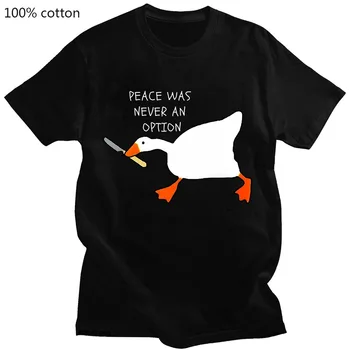 Untitled Goose Games Peace Was Never An Option T-Shirt  Short Sleeve Summer Funny Casual Shirts Graphic Clothing Tees 1
