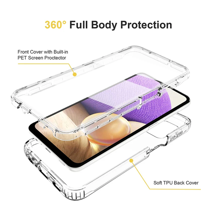 Transparent 360 Full Body Silicone TPU Case with Double-Sided Protection