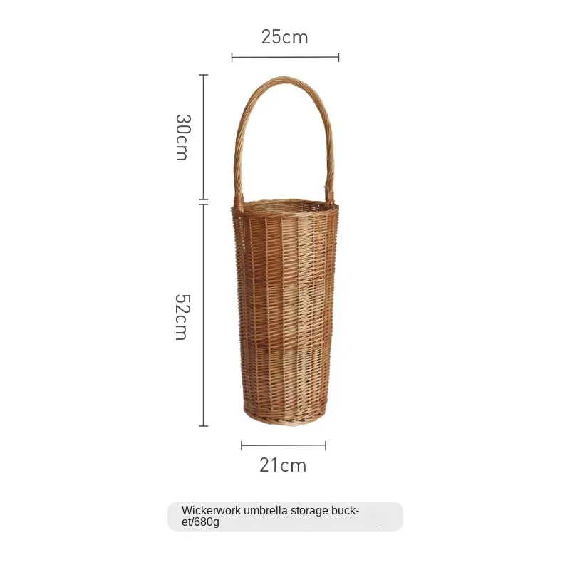 Creative Rattan Umbrella Storage Basket With Handle Japanese Style Home Decor Wicker Weaving Storage Basket Sundries Organizer